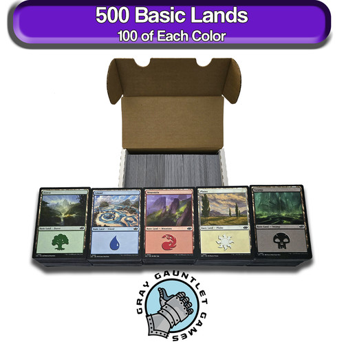 500 basic lands mtg - lands,